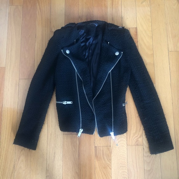 Zara Black Tweed Jacket/Blazer - Picture 1 of 4